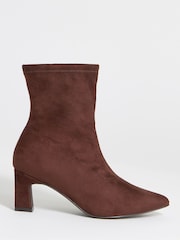 JD Williams Brown Extra Wide Fit Pointed Stretch Block Heel Ankle Boots - Image 3 of 4