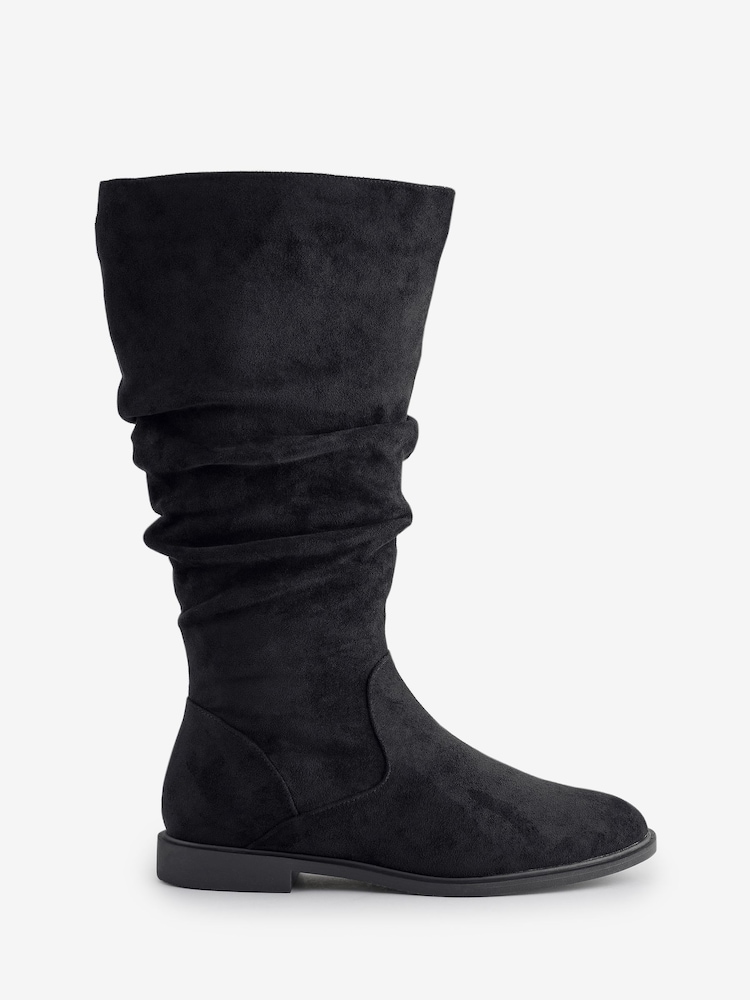 JD Williams Black Wide Fit Knee High Ruched Boots - Image 2 of 5 JD Williams Black Wide Fit Knee High Ruched Boots - Image 2 of 5