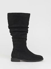 JD Williams Black Wide Fit Knee High Ruched Boots - Image 4 of 5