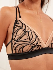 Black Non Pad Non Wire Signature Embroidered Bra - Image 5 of 9