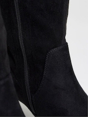 JD Williams Soft Black Wide Fit Pointed Block Heel Stretch Knee High Boots - Image 4 of 4