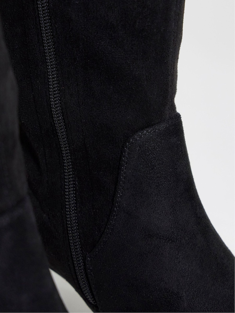 JD Williams Soft Black Wide Fit Pointed Block Heel Stretch Knee High Boots - Image 4 of 4 JD Williams Soft Black Wide Fit Pointed Block Heel Stretch Knee High Boots - Image 4 of 4