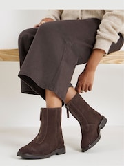 JD Williams Brown Extra Wide Fit Zip Detail Ankle Boots - Image 1 of 4