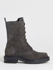 JD Williams Grey Extra Wide Fit Chunky Lace Up Boots - Image 2 of 4