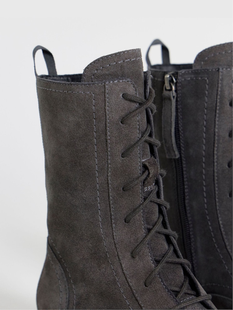 JD Williams Grey Extra Wide Fit Chunky Lace Up Boots - Image 4 of 4