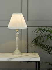 Laura Ashley Grey Ellis Satin Painted Spindle Table Lamp - Image 1 of 2
