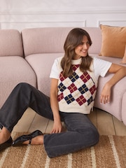 Levi's® Andria Argyle White Swan Collegiate Argyle Vest - Image 2 of 10