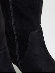 JD Williams Soft Black Extra Wide Fit Pointed Block Heel Stretch Knee High Boots - Image 4 of 4