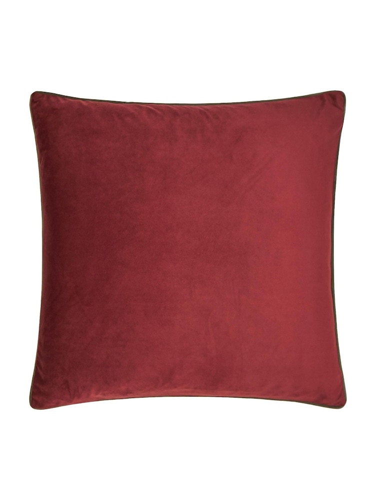 Furn Dark Red/Fir Green Meridian Velvet 45 x 45cm Cushion Cover - Image 1 of 4 Furn Dark Red/Fir Green Meridian Velvet 45 x 45cm Cushion Cover - Image 1 of 4