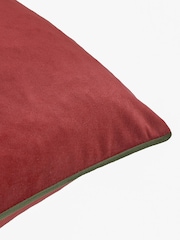 Furn Dark Red/Fir Green Meridian Velvet 45 x 45cm Cushion Cover - Image 3 of 4