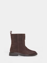 JD Williams Brown Wide Fit Zip Detail Ankle Boots - Image 2 of 4
