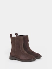 JD Williams Brown Wide Fit Zip Detail Ankle Boots - Image 3 of 4