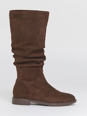 JD Williams Brown Wide Fit Knee High Ruched Boots - Image 3 of 4
