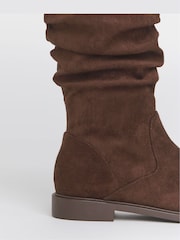 JD Williams Brown Wide Fit Knee High Ruched Boots - Image 4 of 4
