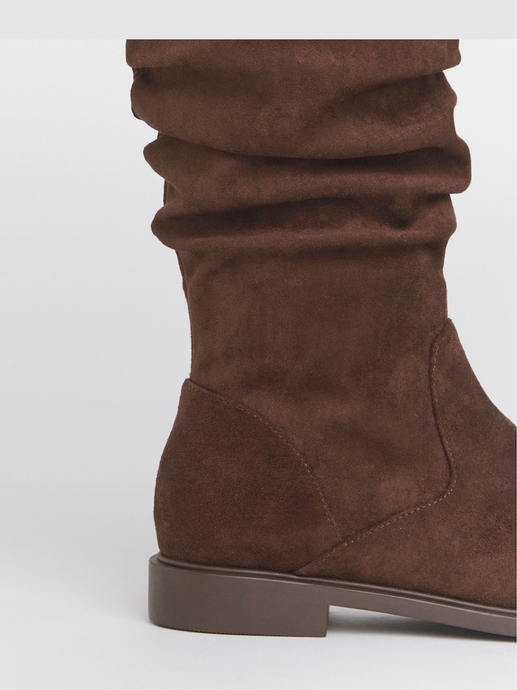 JD Williams Brown Wide Fit Knee High Ruched Boots - Image 4 of 4 JD Williams Brown Wide Fit Knee High Ruched Boots - Image 4 of 4