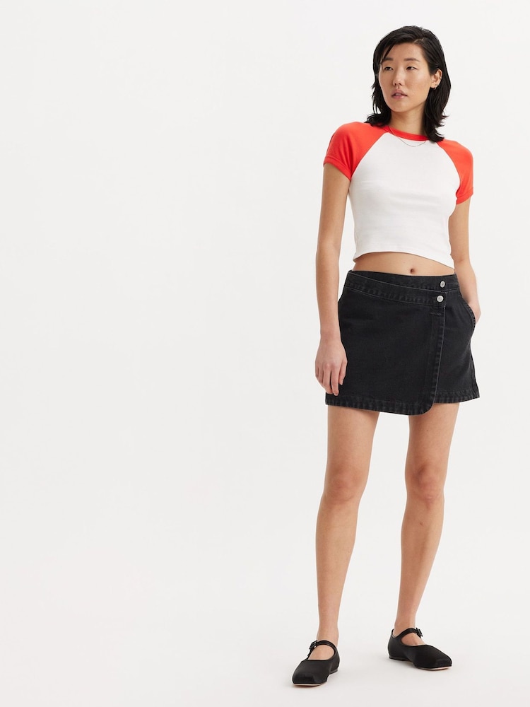 Levi's® Open Mind Black 100% Cotton Wrap Skirt - Image 2 of 4