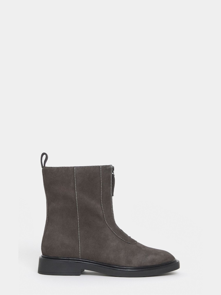 JD Williams Charcoal Grey Extra Wide Fit Zip Detail Ankle Boots - Image 2 of 4 JD Williams Charcoal Grey Extra Wide Fit Zip Detail Ankle Boots - Image 2 of 4