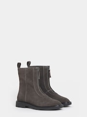 JD Williams Charcoal Grey Extra Wide Fit Zip Detail Ankle Boots - Image 3 of 4