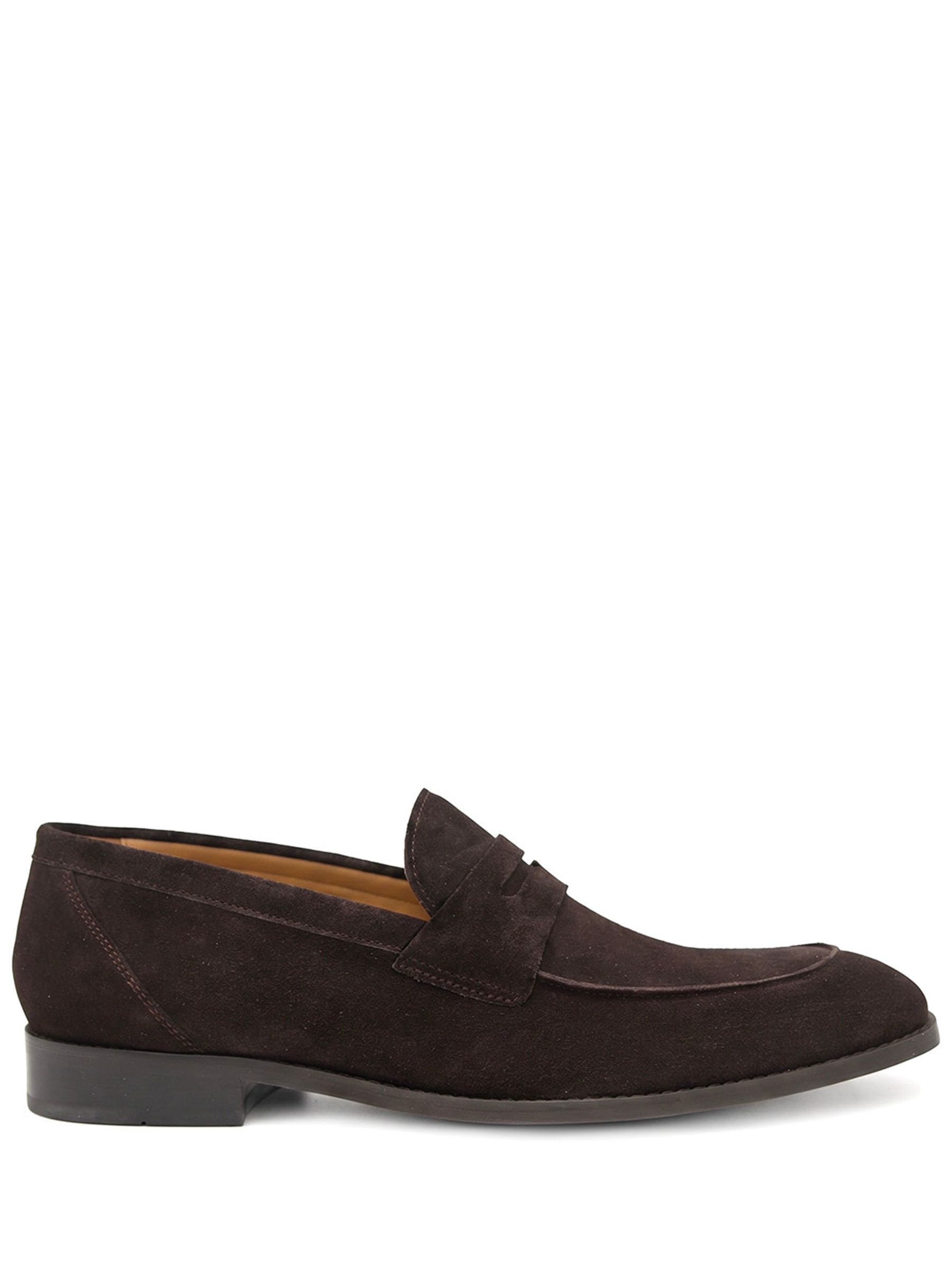 Jones Bootmaker Men's Dark Brown Suede Russel Wide Fit Leather Penny Loafers - Image 1