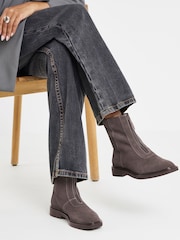 JD Williams Charcoal Grey Wide Fit Zip Detail Ankle Boots - Image 1 of 4
