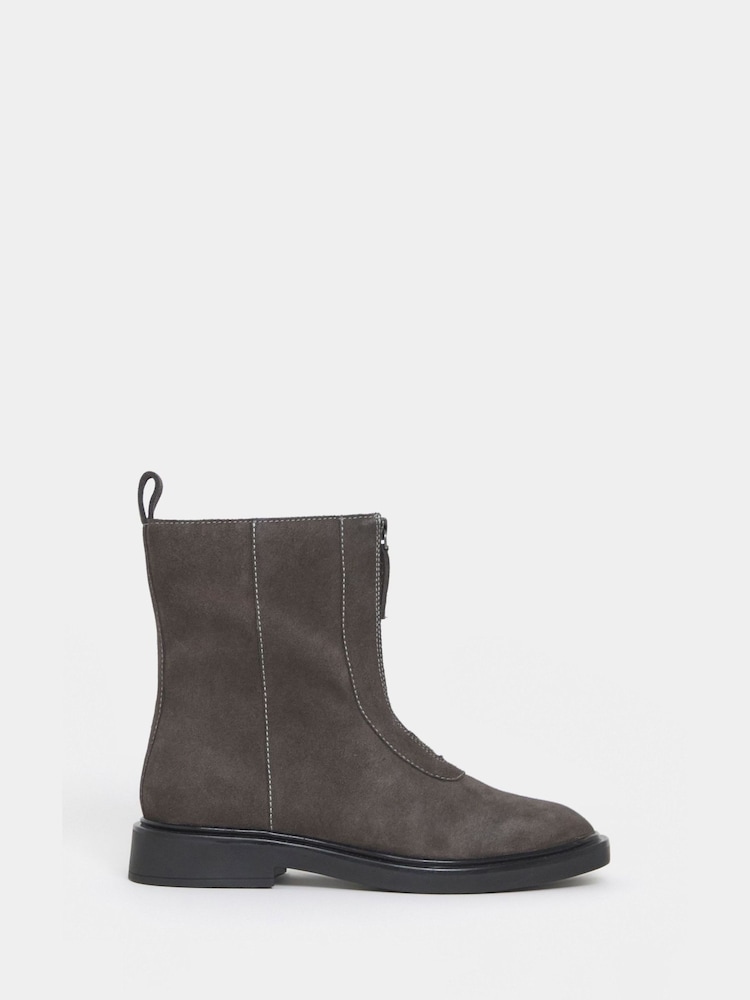 JD Williams Charcoal Grey Wide Fit Zip Detail Ankle Boots - Image 2 of 4