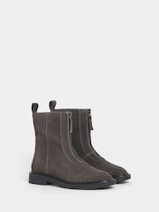 JD Williams Charcoal Grey Wide Fit Zip Detail Ankle Boots - Image 3 of 4