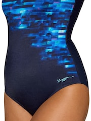 Zoggs Blue Adjustable Scoopback Swimsuit With Fixed Foam Cups and Tummy Control - Image 6 of 8