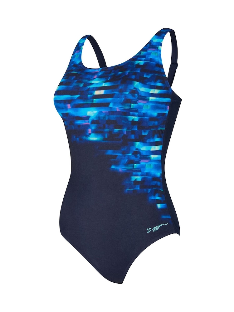 Zoggs Blue Adjustable Scoopback Swimsuit With Fixed Foam Cups and Tummy Control - Image 8 of 8 Zoggs Blue Adjustable Scoopback Swimsuit With Fixed Foam Cups and Tummy Control - Image 8 of 8