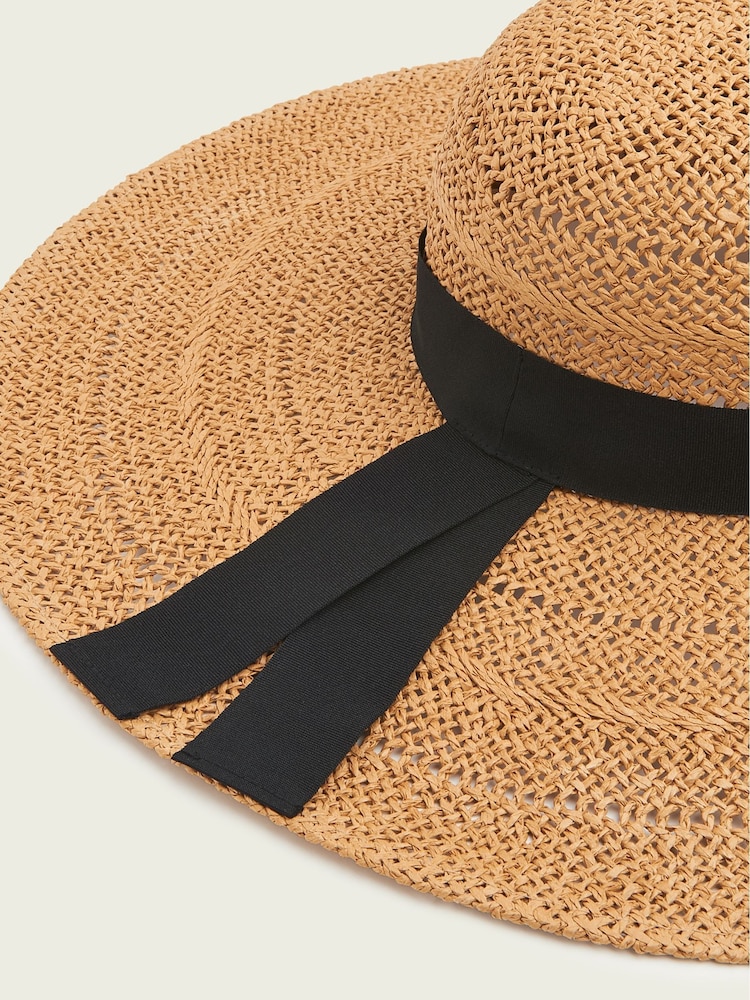 LK Bennett Natural Saffron Floppy Hat With Ribbon - Image 3 of 3