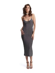 Bardot Black Saoirse Metallic Midi Dress - Image 3 of 5