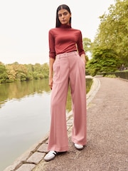 Red Long Sleeve Ribbed Roll Neck Top - Image 2 of 6
