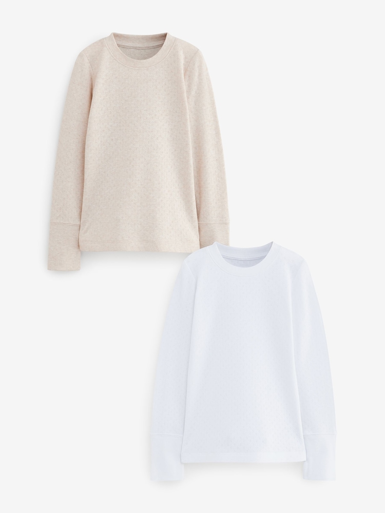 Oatmeal Thermal Long Sleeve Tops 2 Pack (2-16yrs) - Image 1 of 4