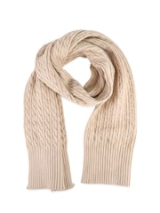Jones Bootmaker Sand Valkyrie Soft Knitted Pom Hat & Scarf Set - Image 3 of 4