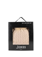 Jones Bootmaker Sand Valkyrie Soft Knitted Pom Hat & Scarf Set - Image 4 of 4