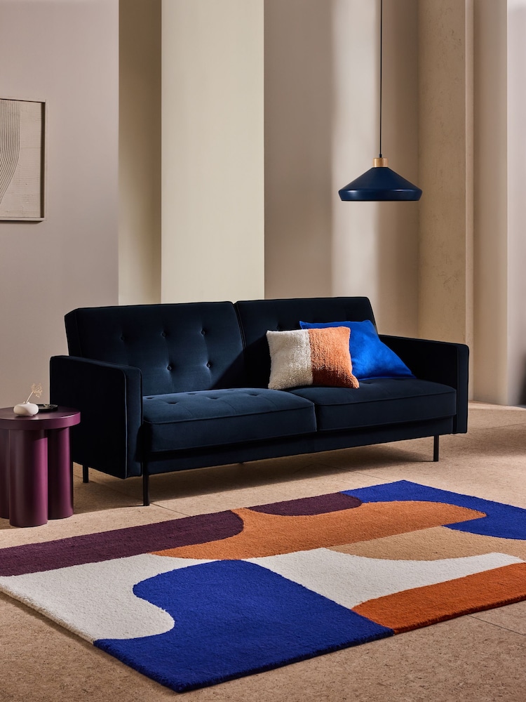 MADE.COM Midnight Navy Blue Velvet Rosslyn Sofa Bed - Image 1 of 6