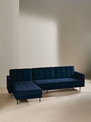 MADE.COM Midnight Navy Blue Velvet Rosslyn Left Hand Facing Sofa Bed - Image 2 of 6