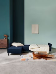 MADE.COM Midnight Navy Blue Velvet Rosslyn Left Hand Facing Sofa Bed - Image 3 of 6