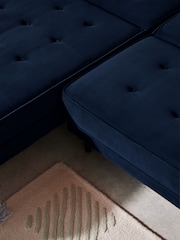 MADE.COM Midnight Navy Blue Velvet Rosslyn Left Hand Facing Sofa Bed - Image 5 of 6