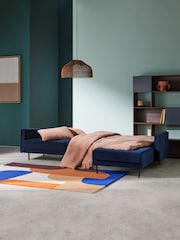 MADE.COM Midnight Navy Blue Velvet Rosslyn Right Hand Facing Sofa Bed - Image 3 of 6