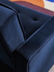 MADE.COM Midnight Navy Blue Velvet Rosslyn Right Hand Facing Sofa Bed - Image 5 of 6