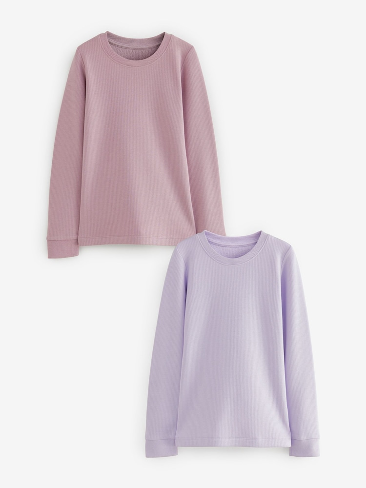 Lilac Purple Thermal Long Sleeve Tops 2 Pack (2-16yrs) - Image 1 of 6