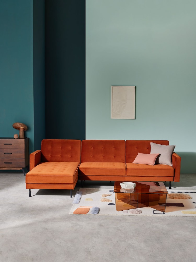 MADE.COM Cinnamon Velvet Rosslyn Left Hand Facing Sofa Bed - Image 1 of 1