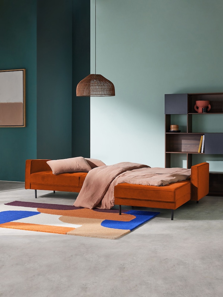 MADE.COM Cinnamon Velvet Rosslyn Right Hand Facing Sofa Bed - Image 2 of 5