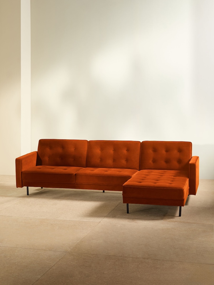 MADE.COM Cinnamon Velvet Rosslyn Right Hand Facing Sofa Bed - Image 5 of 5