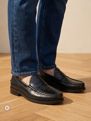 Jones Bootmaker Black Romsey Leather Penny Loafers - Image 1 of 6