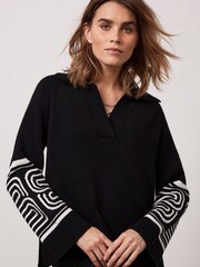 Mint Velvet Black Sleeve Print Jumper - Image 4 of 6