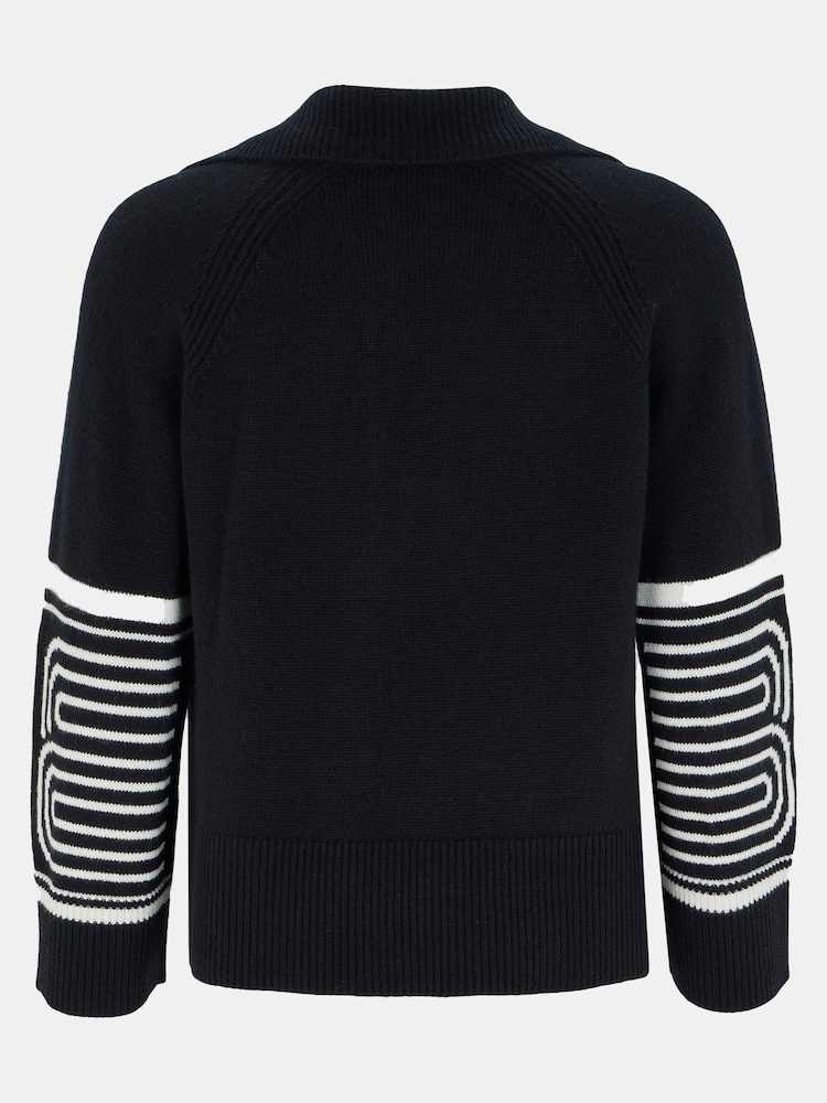 Mint Velvet Black Sleeve Print Jumper - Image 6 of 6