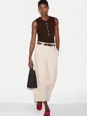 Jigsaw Brown Ribbed Henley Vest - Image 3 of 5