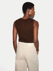 Jigsaw Brown Ribbed Henley Vest - Image 4 of 5
