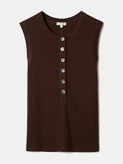 Jigsaw Brown Ribbed Henley Vest - Image 5 of 5